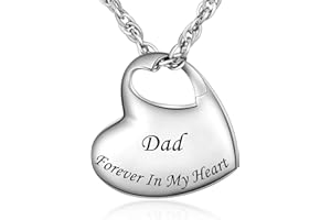 abooxiu Heart Urn Necklaces for Ashes Cremation Necklace for Ashes for Family Stainless Steel Cremation Jewelry - Forever in My Heart