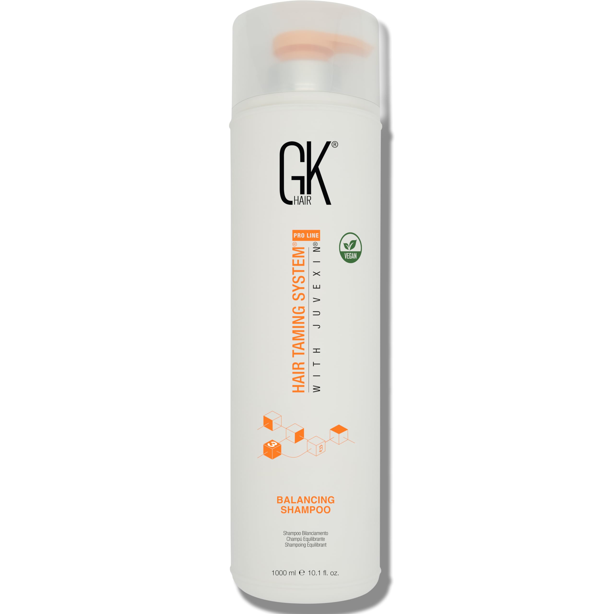 GK HAIR Global Keratin Balancing Shampoo (1000ml/33.8 Fl Oz) For Oily & Color Treated Hair Deep Cleansing, Restores pH Levels Ideal for Over-Processed and Environmentally Stressed Hair