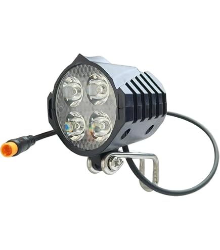 LED-koplamp Voor Fatbike – 36V/48V/60V Compatibel – Zwart, ABS, IPX4, 3-pins Connector, 70 Cm Kabel – Incl. Bevestigingsmateriaal – Voor E-bikes