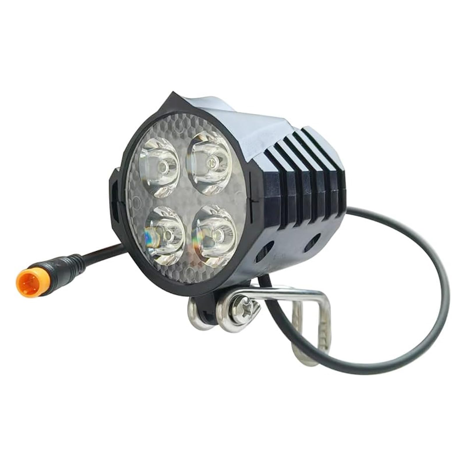 Photo 1 of Electric Bike LED Headlight 24V 36V 48V 52V Bike Front Light with Built-in Horn 4 Lights 3 Pin Connector for Night Riding Waterproof Bicycle Horn Light for E-Scooter (Headlight)