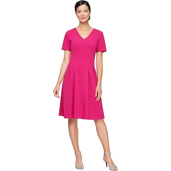 Tommy Hilfiger Womens Fit and Flare Dress Guava 14 at Amazon Women's  Clothing store