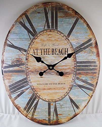 Oval Wall Clock ~ LIFE IS GOOD WELCOME TO THE BEACH ~