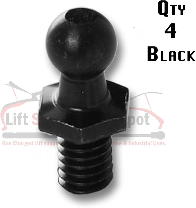 Qty (4) Ball Studs 10mm, 5/16 X 18 Thread Black For Lift Supports, Lift