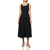 Lucky Brand Womens Poplin Lace Trimmed Smocked Midi Dress