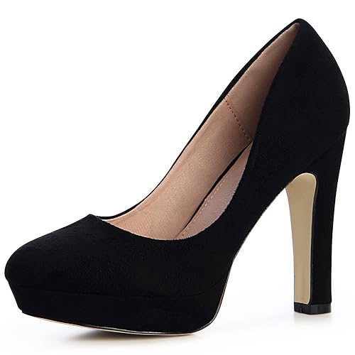topschuhe24 1357 Damen Pumps High Heels Velours Plateau Block Hochzeit Party