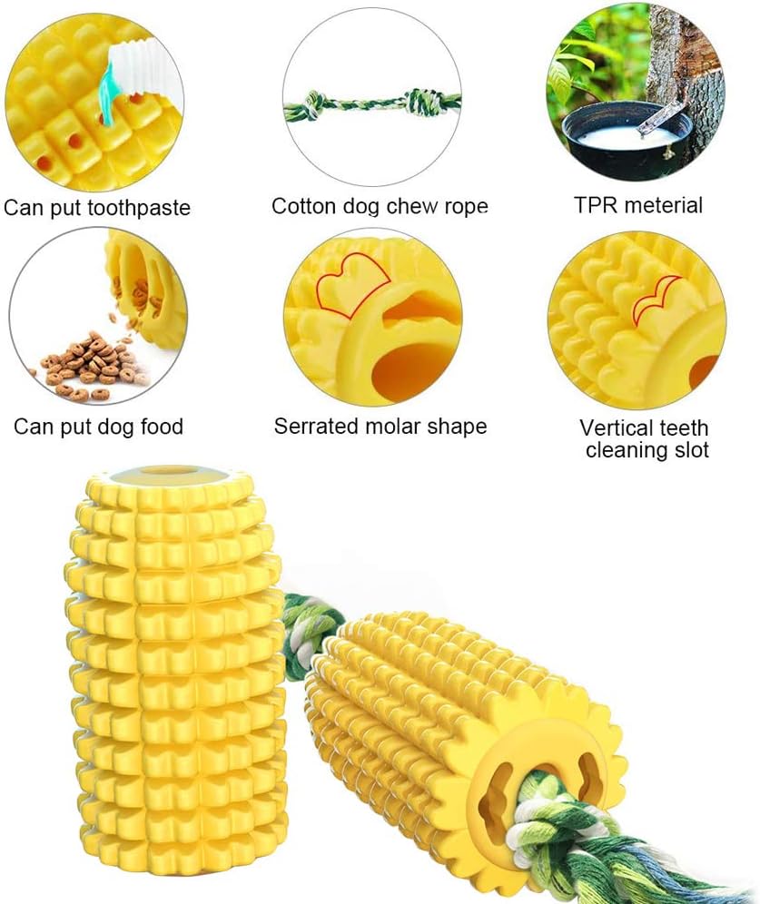 Kitchen & Dining : Dog Chew Toys Corn, Dog Toys Puppy Toothbrush Teeth Cleaning Toys, Tough Chew Toys for Medium Large Dogs, Rubber Chew Toys for Dogs, Tough Dog Chew Toys for Aggressive Chewers : 