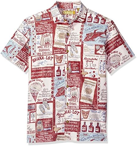 Kahala Men's Local Boy by John Severson Standard Fit Hawaiian Shirt, Red, Med
