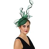 Haojing Feather Fascinator Hat for Women Vintage Bridal Headpiece Wedding Derby Hat