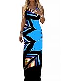 Ulovmi Women Summer Maxi Dresses Long Casual Club Party Sleeveless Tank Sundress