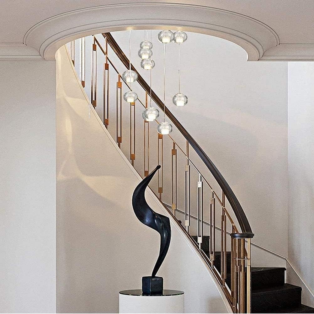 WZH Candelabros de Escalera 14 Bolas de Vidrio Luces múltiples Sala de