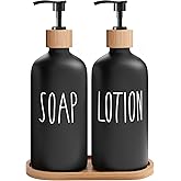 MOMEEMO Black Soap Dispenser Bathroom Set, Hand Soap and Lotion Set Suitable for Bathroom Decor. (Black)