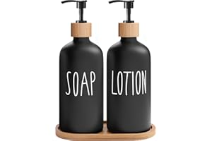 MOMEEMO Black Soap Dispenser Bathroom Set, Hand Soap and Lotion Set Suitable for Bathroom Decor. (Black)