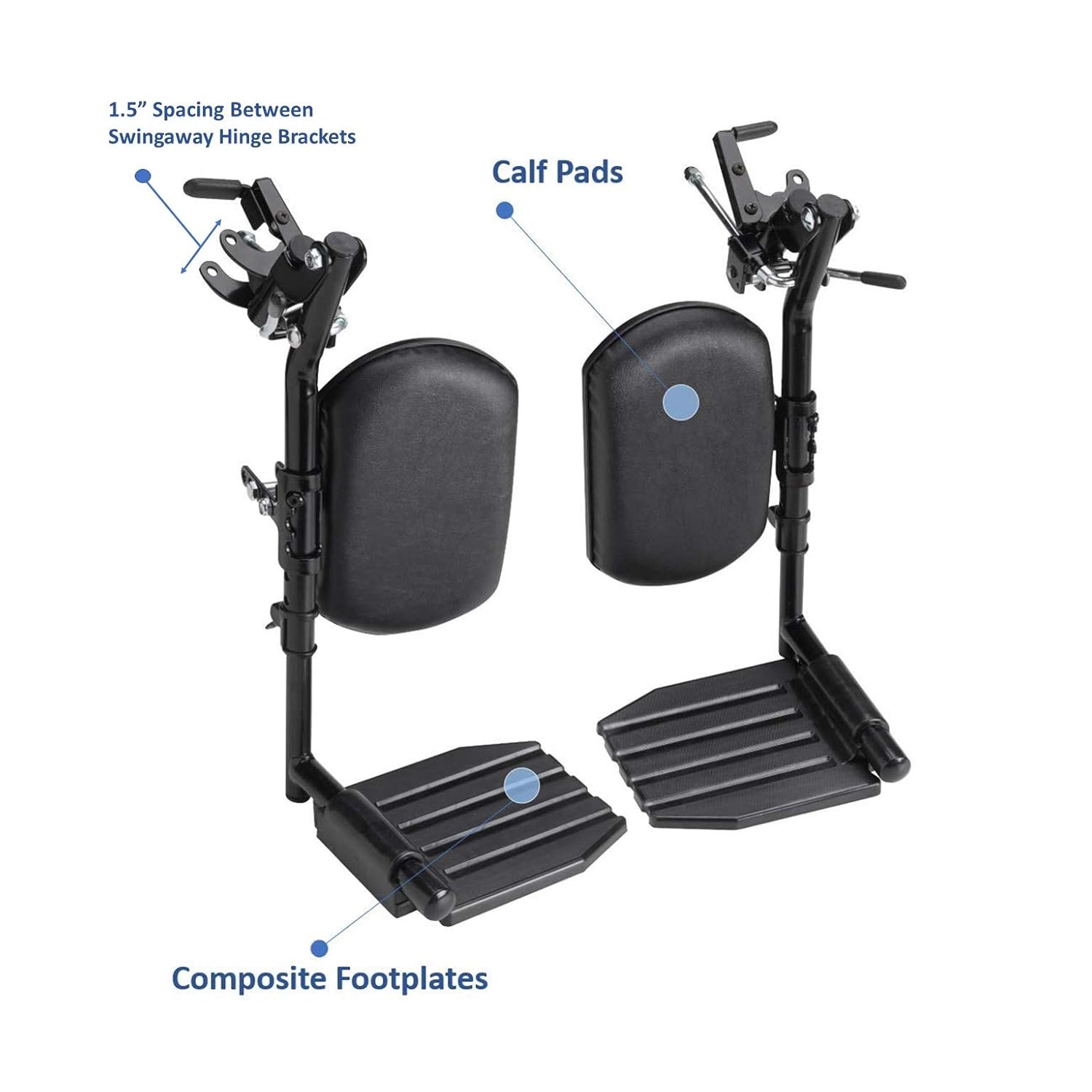 Invacare Wheelchair Elevating Legrests, Composite Footplates, Padded Calf Pads, 1 Pair, T94HCP, Black: Industrial & Scientific