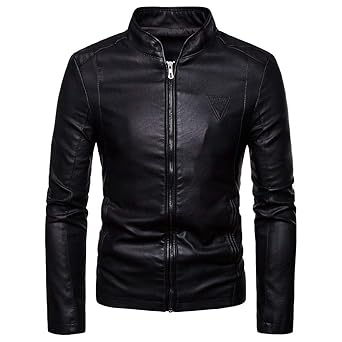 MAYOGO Classic Lederjacke für Männer, Leder Jacke Herren Slim Fit mit Stehkragen,Winterjacke Pilotenjacke Arbeitskleidung Man