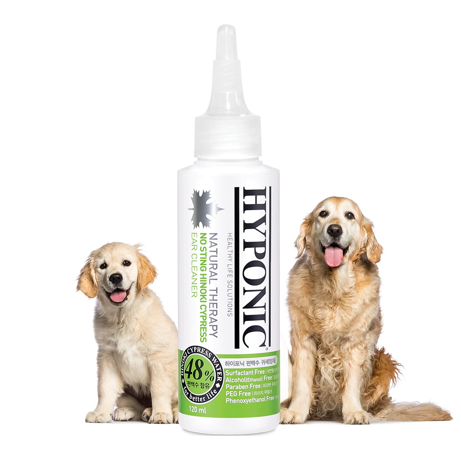 HYPONIC Premium No-Sting Hinoki Cypress Ear Cleaner (for All Dogs) - Dog Ear Cleaning Solution, Cleans and Removes Odors (120ml)