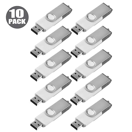 TEWENE 10 Stück 2GB USB Stick 2.0 Speicherstick High Speed Metall (Weiß)