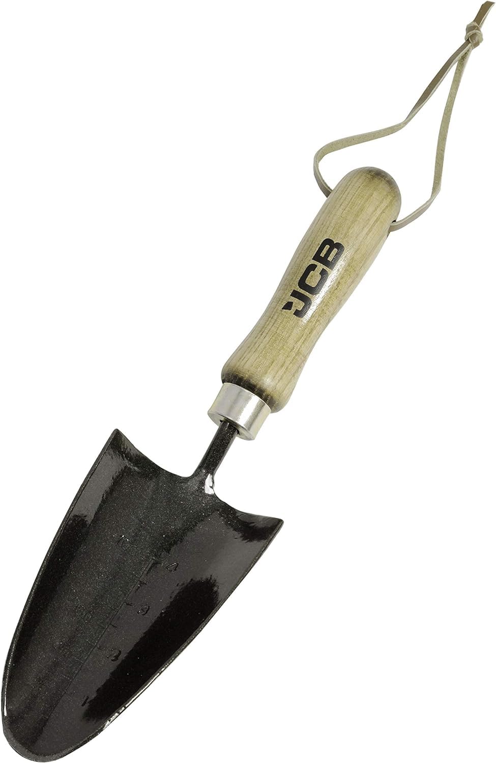 JCB Heritage High-Carbon Steel Forged Hand Trowel, 80 x 170 mm Steel Blade, Ash Wood Handle - Versatile Garden Tool - for Professionals and Home Gardeners.