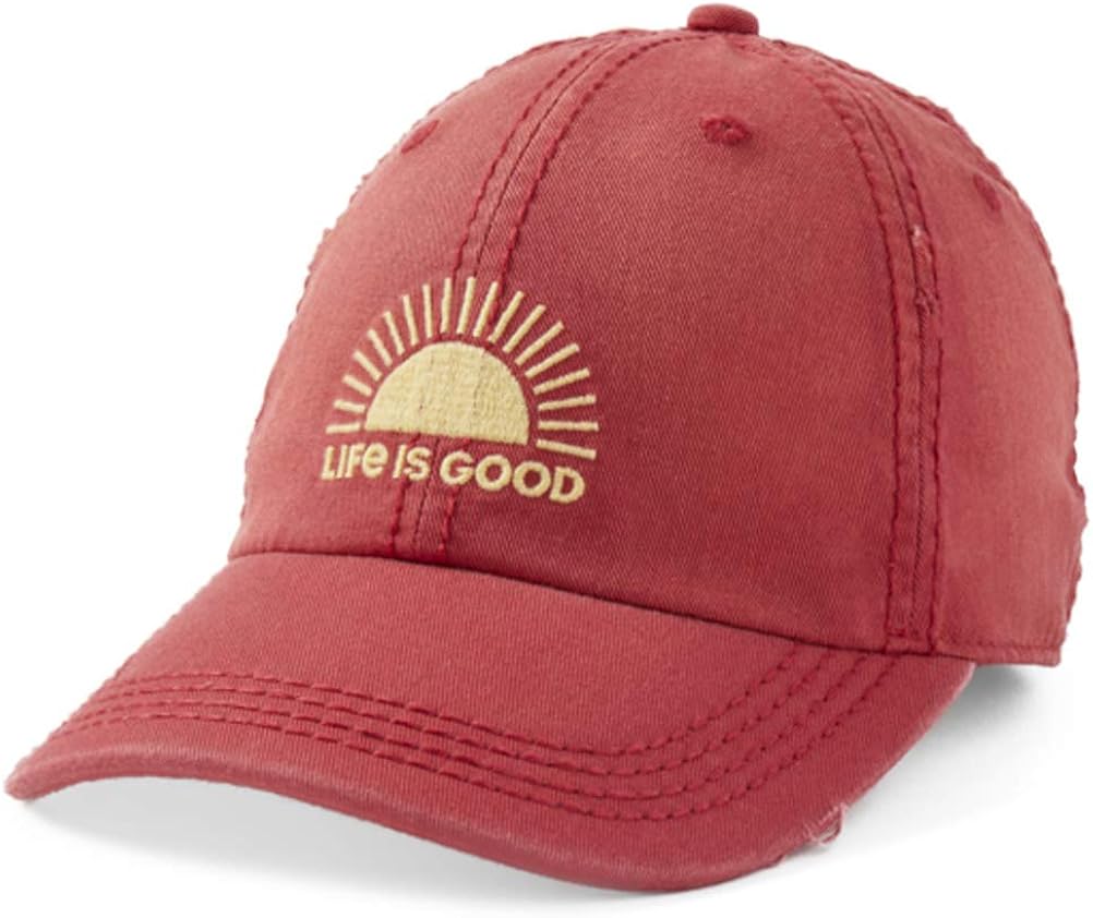 Life is Good Sunwashed Chill Cap Baseball Hat, Sun Faded Red, One Size: Clothing