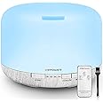 URPOWER 500ml Essential Oil Diffuser, Aromatherapy Diffusers for Essential Oils with Adjustable Mist Mode/4 Timer Settings Large Room Cool Mist Humidifier Air Diffuser for Home Office Study Yoga Spa