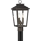 THE GREAT OUTDOORS Irvington Manor 3 Light Post Mount in Chelesa Bronze Finish and Clear Glass