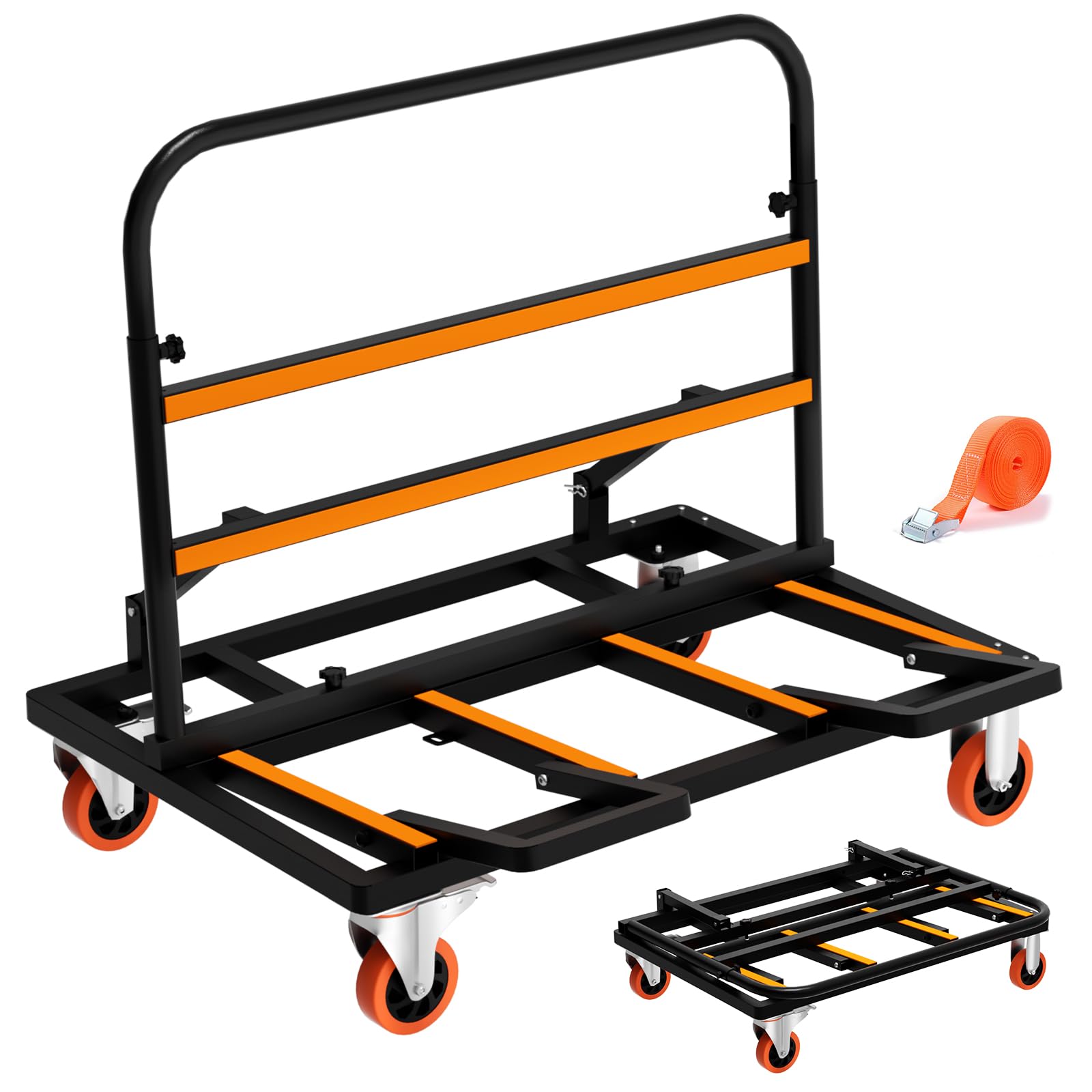Photo 1 of ***missing parts **Folding Drywall Cart,2500 lbs Capacity Heavy Duty Drywall Dolly with Rubber Swivel Casters,Foldable Portable Panel Cart for Warehouse, Job Site, Garage
