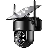 LITYMOL 2K 360° View Solar Security Cameras Wireless Outdoor, 2.4g WiFi Cameras for Home Security, Color Night Vision, AI Detection, 2-Way Audio,Siren Alarm, with SD/Cloud Storage
