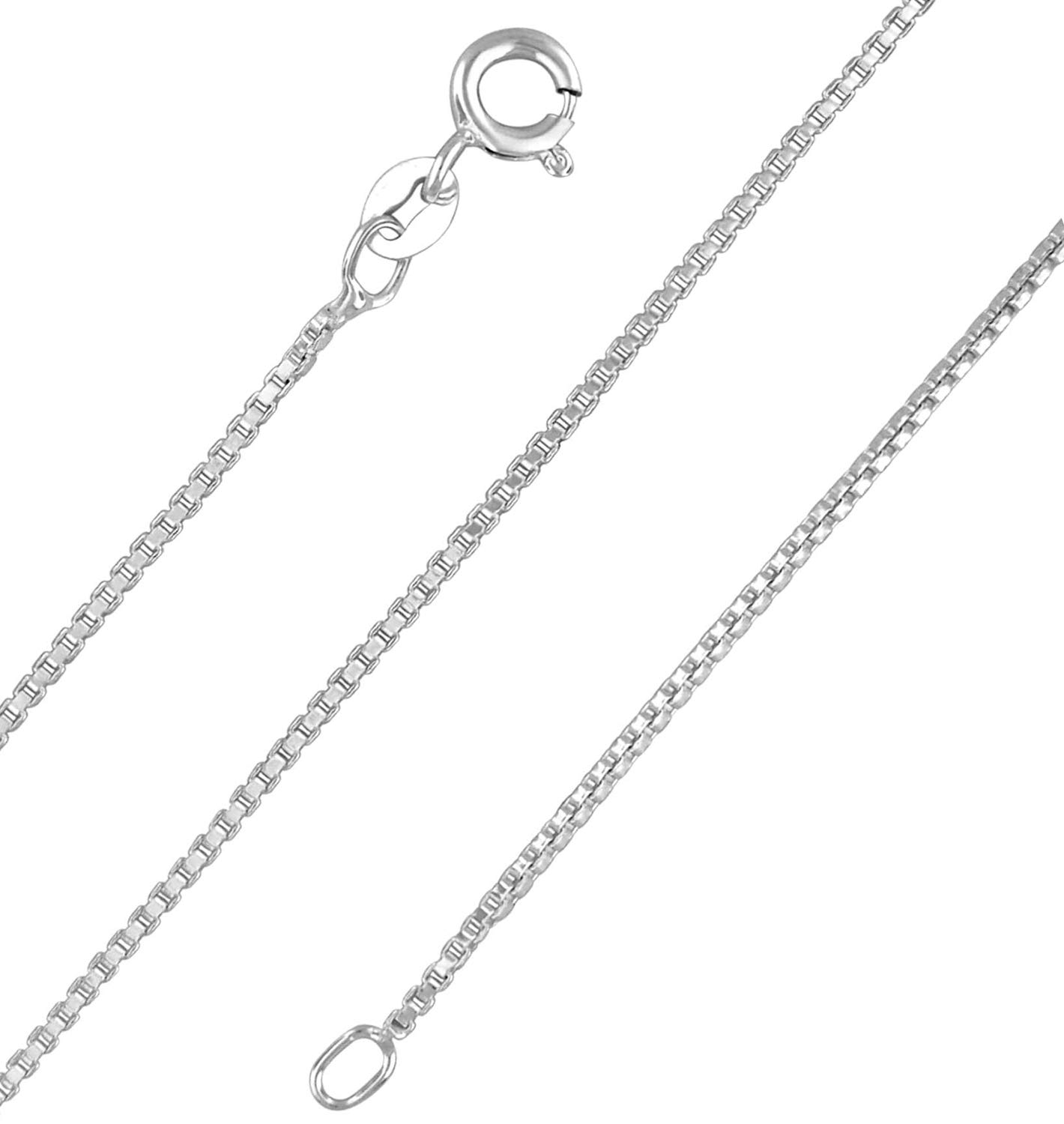 Designer Inspirations Boutique 16" Inch Sterling Silver 1.5 mm Thick Box Link/Square Link Chain Necklace for Women Teenager Girls - Trace/Fine Silver Chain - Weight: 5 Grams