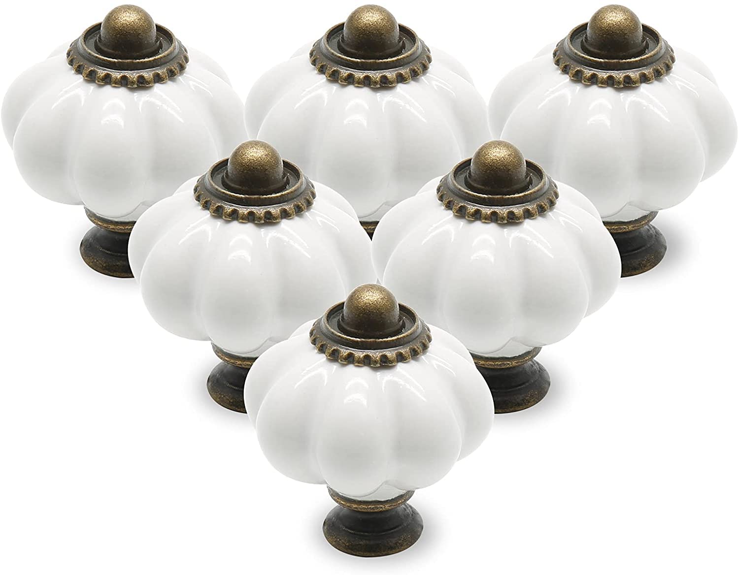 Cjueiom 12 Pack Ceramic Drawer Knobs, White Vintage Cupboard Knobs with Mounting Screws, Antique Wardrobe Pull Handles for Kitchen Cabinet and Dresser