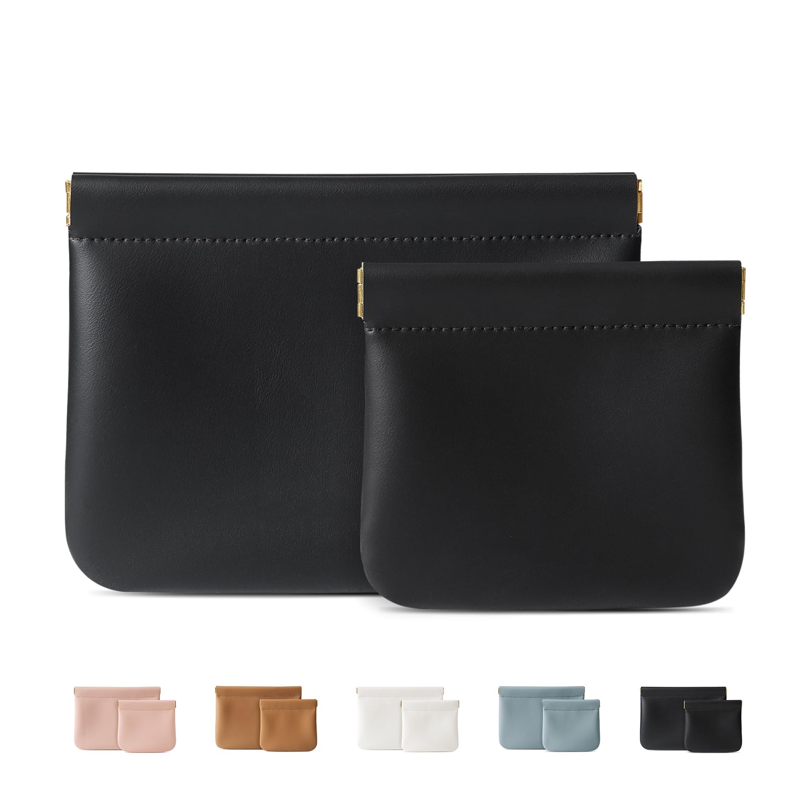 Photo 1 of MEIBOOCH 2 Pack Small Makeup Bag for Women, New Organosilicon Super Fiber Leather Mini Cosmetic Bag for Travel, Coin Purse Organizer Storage Pouch (Black)