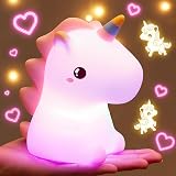 One Fire Unicorn Night Light Kids 16 Colours Remote Dimmable Silicone 12H