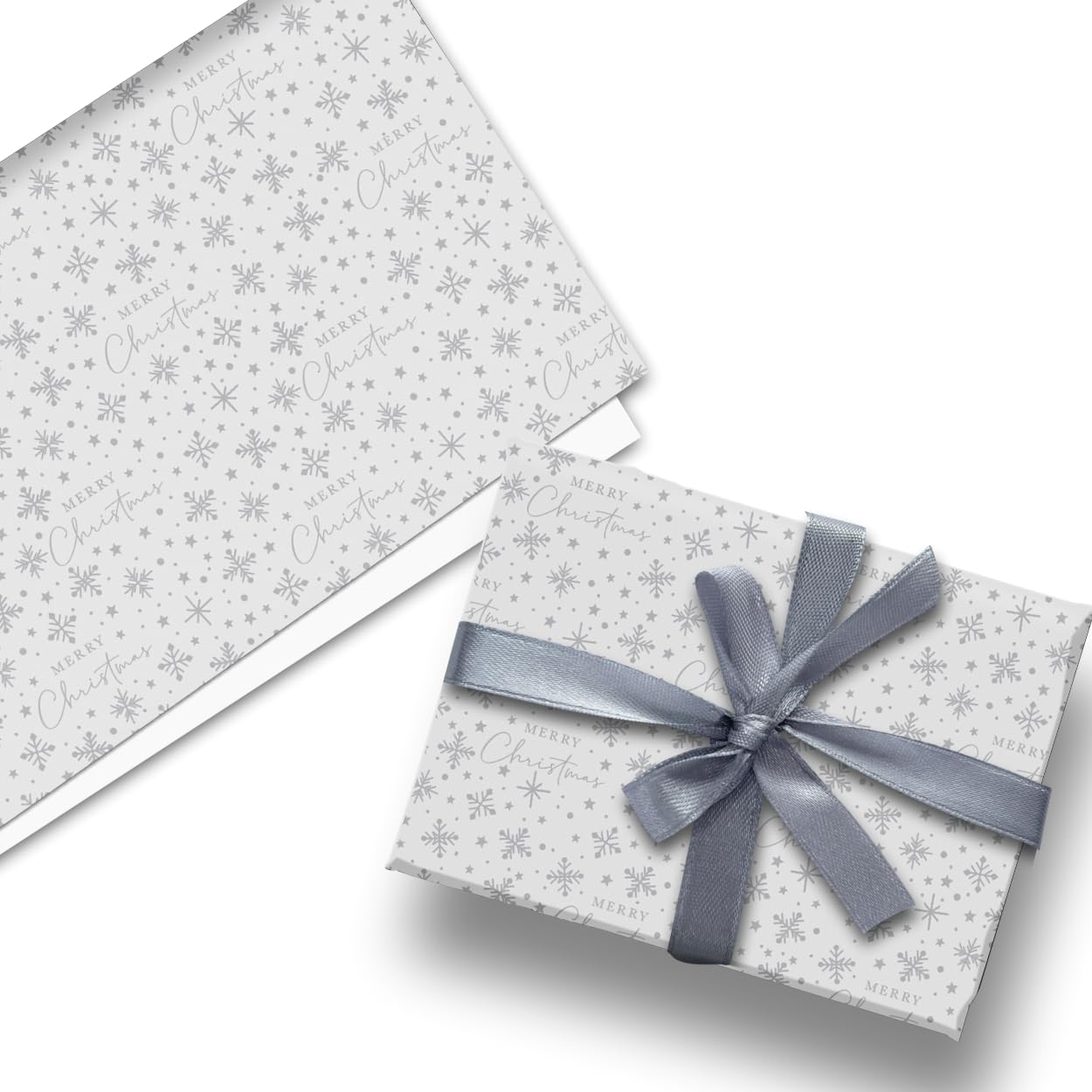 Glick Luxury Christmas Folded Wrap (3 Sheets) Snowdrift Christmas Wrapping Paper, Each Sheet 50 x 70 cms When Opened, White