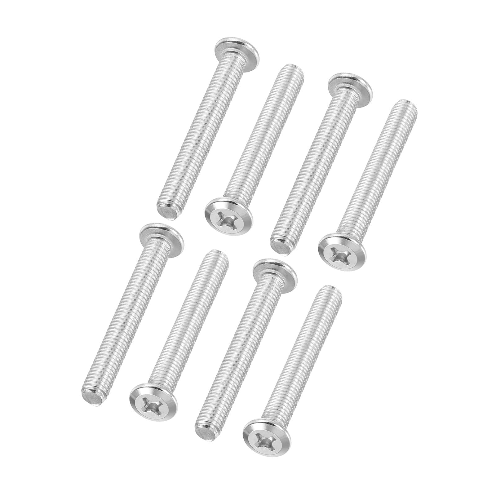PATIKIL Flat Round Head Phillips Screws, 8 Pack M8-1.25 x 60mm Binding Screws 304 Stainless Steel 18-8 Full Thread, Phillips Drive Machine Screw Furniture Screw Connector Bolts