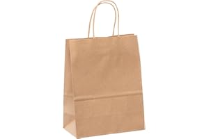 250 Pcs Brown Paper Bags with Handles, Gift Bags in bulk, Kraft Bags, Retail Bags, Merchandise Bags, Shopping Bags, For Weddi
