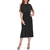 Tommy Hilfiger Women's Sheer Overlay Keyhole Neck Jersey/Chiffon Mix Dress