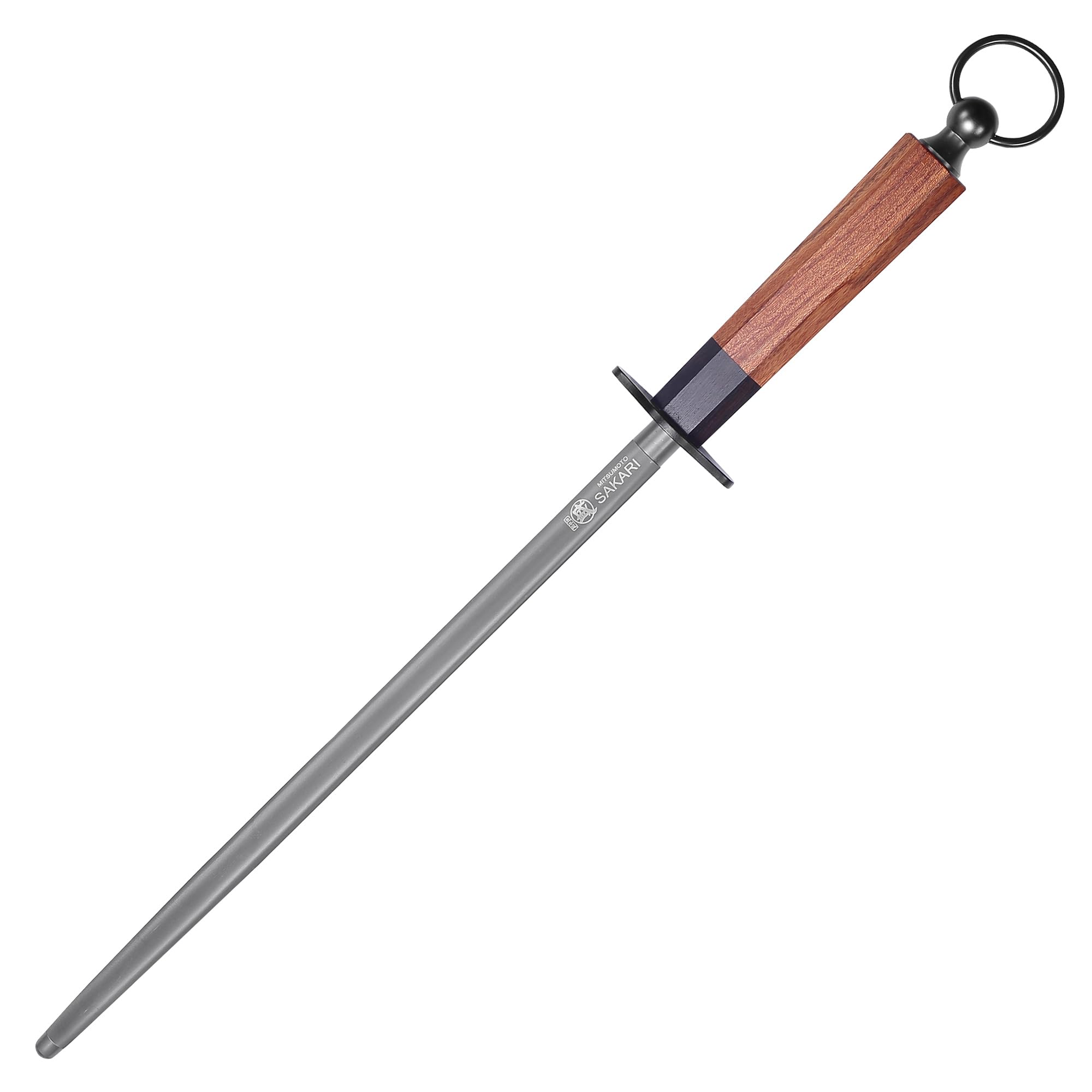 Photo 1 of MITSUMOTO SAKARI 12 Inch Round Honing Rod, Japanese High Carbon Honing Steel (Sourwood Handle)