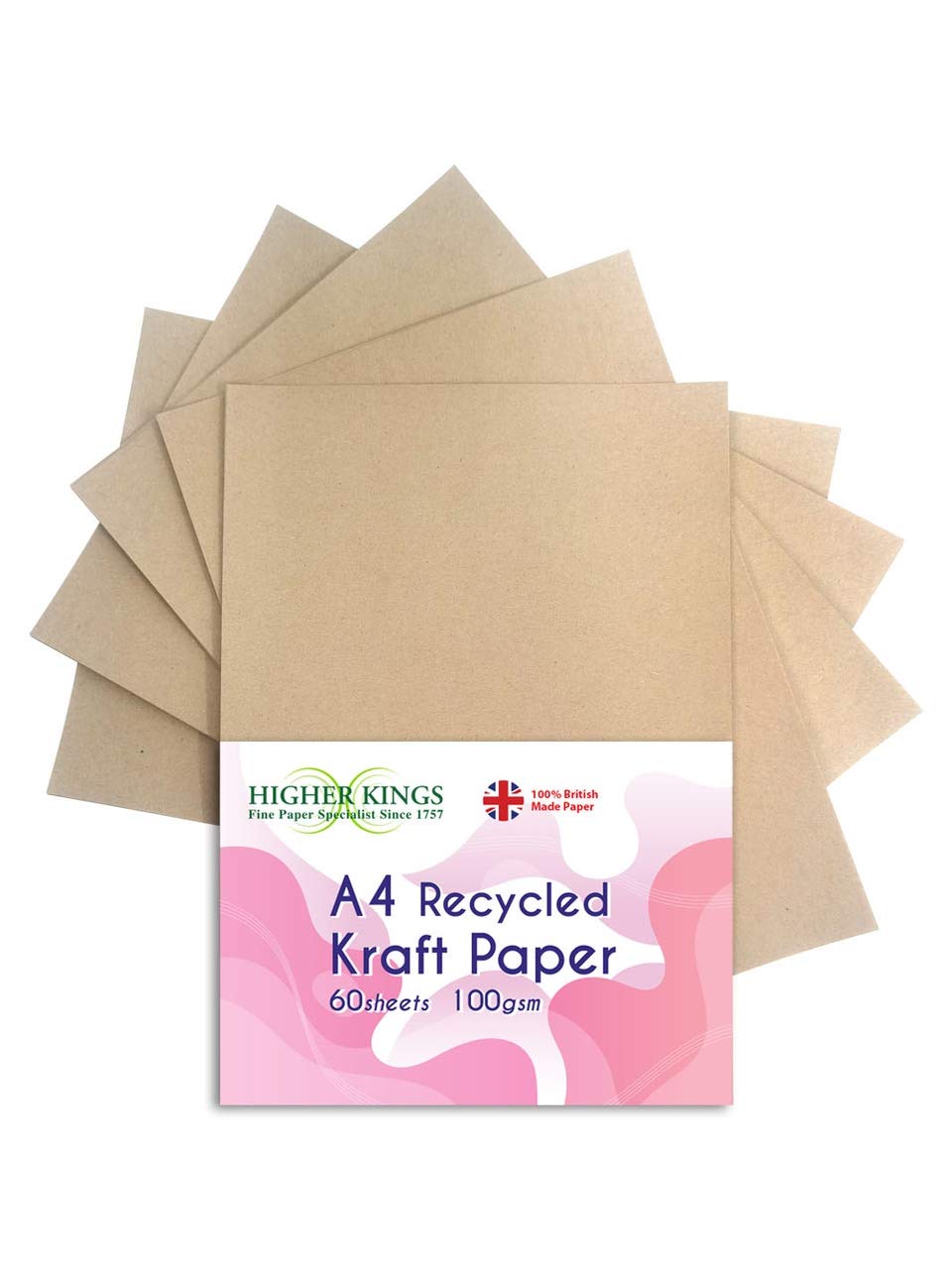 A4 Kraft Paper 100gsm 60 Sheets (100% Recycled) Made in UK*