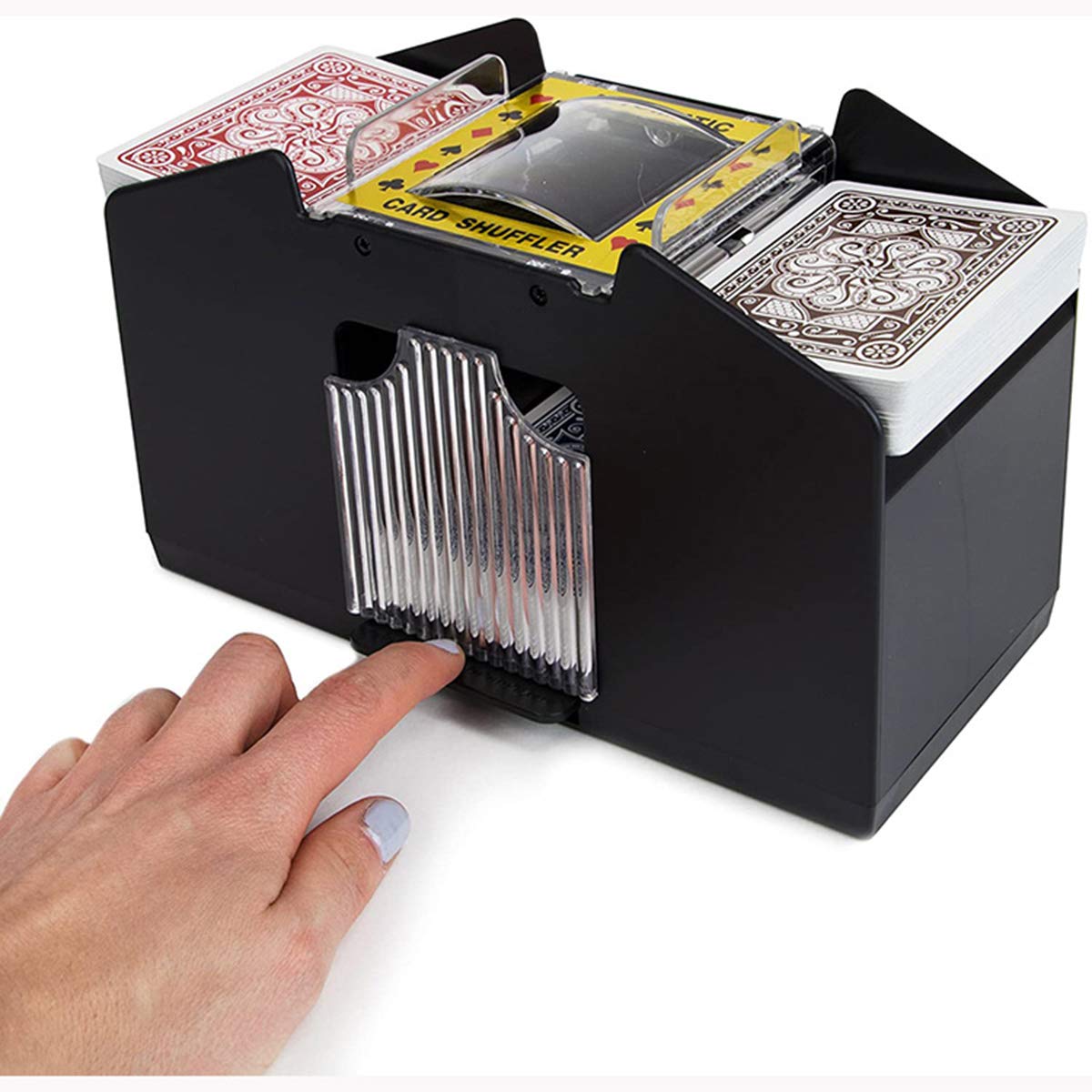 Professional Automatic Card Shuffler 4 Decks Electric Cards Shuffling Machine Quickly Battery Powered Card Shuffler Portable Casino Poker Card Shuffler