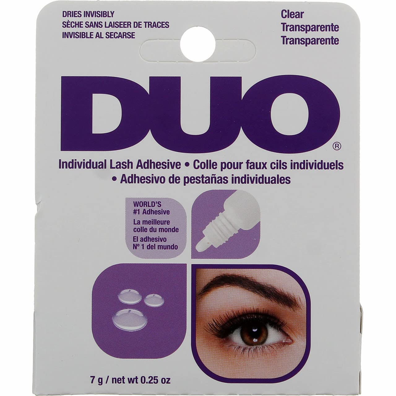 DUO Individual Eyelash Adhesive | Strong Eyelash Glue with Clear & Lightweight Formula | Professional Lash Glue for Eyelash Extensions, Cluster Lashes, & Individual Eyelashes | Clear, 0.25 Ounces