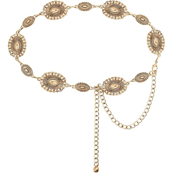 9295 2 Pack Women Western Metal Concho Zickupy 2 Pack Western Metal Concho Chain Belt for Women  main image 3