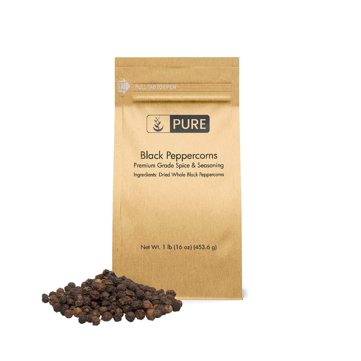 Black Peppercorns (1 lb), Seasoning, Flavoring Agent, Natural Food Preservative, Gluten Free, Vegan, Eco-Friendly Packaging