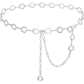 Liutufy Small Flower Metal Waist Chain Belt Adjustable for Women | Cute Floral Dainty Waist Chain for Dresses Jeans Party Festival