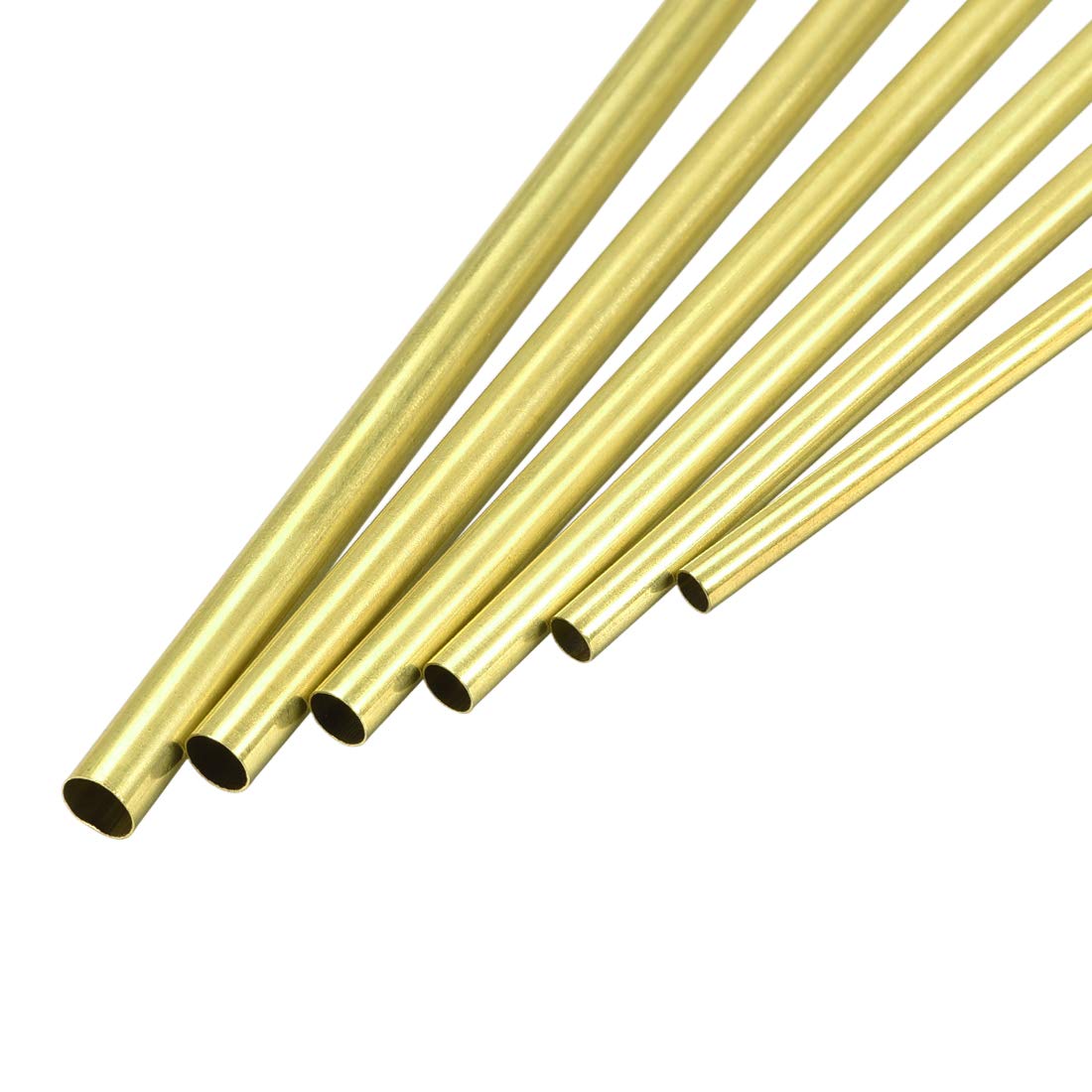 sourcing map Brass Tube, 4mm 4.5mm 5mm 5.5mm 6mm 6.5mm OD x 0.2mm Wall Thickness 300mm Length Seamless Round Pipe Tubing, Pack of 6
