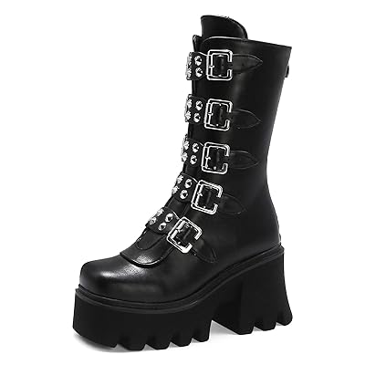Black studded platform boots Clearance