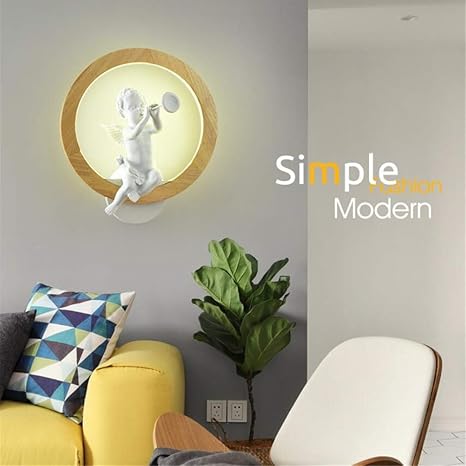 L-C Deckenleuchte Nordic Minimalist Schlafzimmer Nachttischlampe Kreative Cartoon Vogel Engel Kinderhaus Wandleuchte Holz Woh