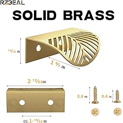 RZDEAL Solid Brass Edge Pulls for Cabinets Brushed