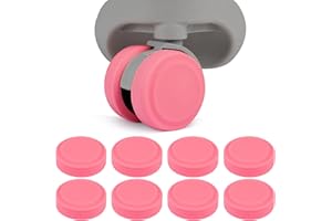 AKURIEEY Luggage Wheel Covers, 8 Pcs Suitcase Wheel Covers,Luggage Spinner Wheel All-Inclusive Silicone Protective Covers (Pink)