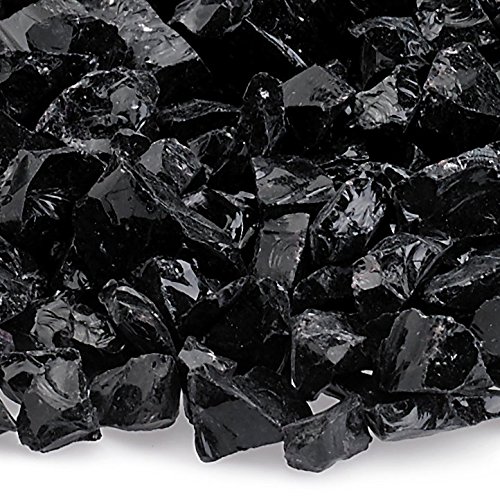 American Fireglass 9 to 12mm Recycled Landscape Fire Pit and Outdoor Fireplace Glass, Black Onyx, Small