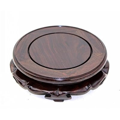 GOLDY&amp;WENDY Rosewood Circular Pedestal Vase Display Stand (4.8&quot; Inside Diameter, 1 Pack)