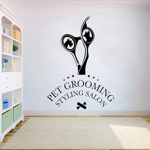 mmwin Vinyl Wall Decal Pet Grooming Styling Salon Wall Sticker Pet Shop