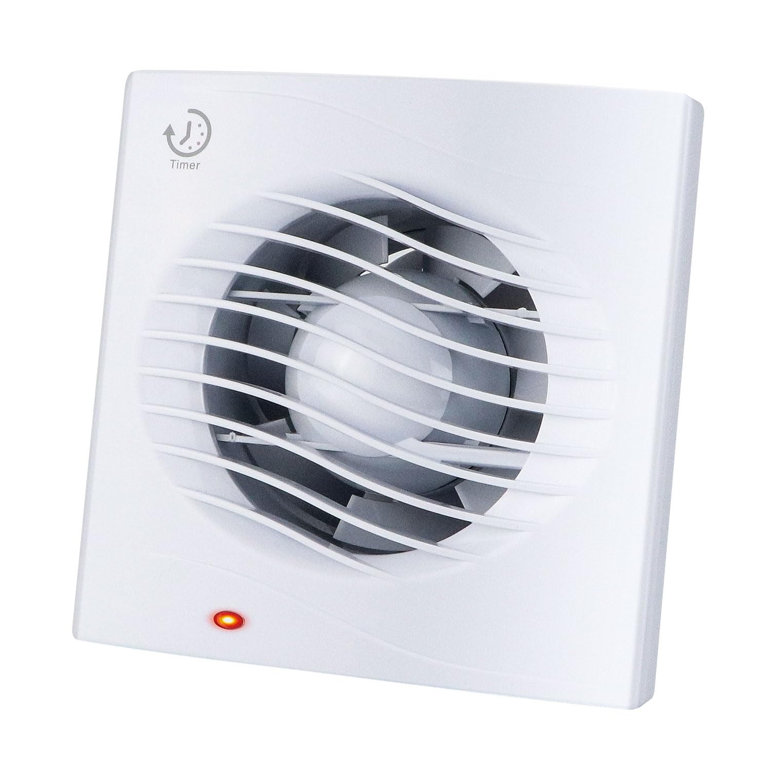 Anesty 4” Bathroom Extractor Fan with Timer, 12W 130m³/h Silent Exhaust Fan 100mm with Check Valve - Bathroom Kitchen Toilet Window/Wall Mounting